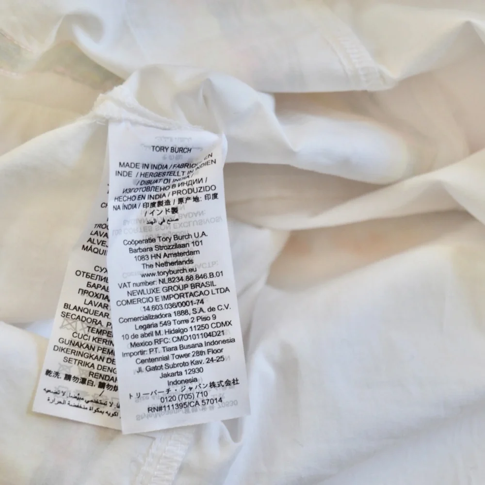 🏷️ NWT Tory Burch Ribbon Embellished Tunic in White Size 4